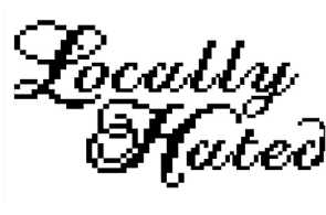 Locally Hated script logo on white card