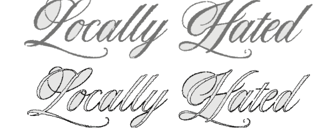 Locally Hated script wordmark, two lockup variants