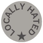 Locally Hated circular stamp badge, filled