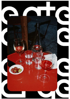 Nowhere Bar table setting with repeating eat pattern