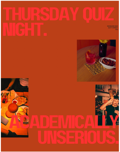 Thursday Quiz Night poster, academically unserious