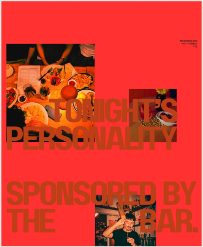 Tonight's personality poster, sponsored by the bar